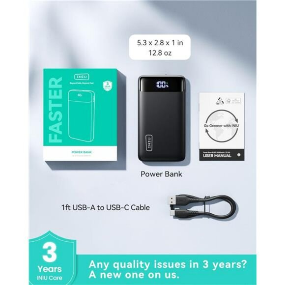 20000mAh portable charger power bank fast charging USB C for phone tablet travel - Picture 6 of 7